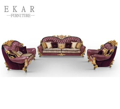 China Baroque Style Cover Leather Sofa Set Living Room Furniture for sale