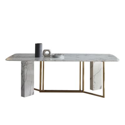 China Luxury Designs Modern Italian White Marble Dining Table Set for sale