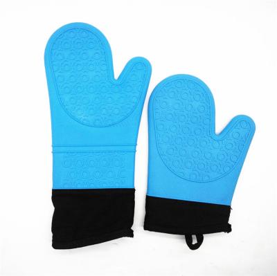 China Oven Silicone BBQ Grill Gloves Extra Long Cotton Lining Heat Resistant 37*19cm for sale