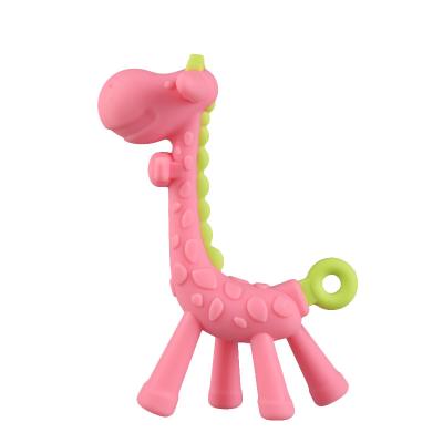 China BPA Free Giraffe Silicone Tableware Set Infant Baby Chew Teether ODM for sale
