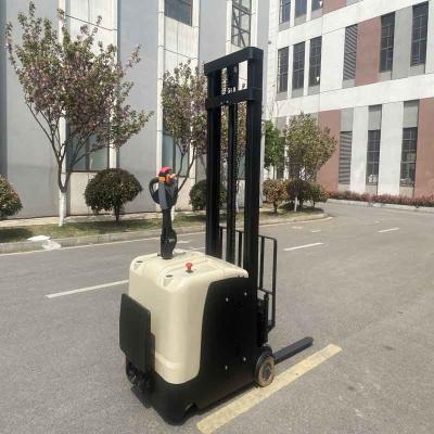 China LED Headlight Electric Pallet Stacker Walkie Electric Stacker Double Fork for sale