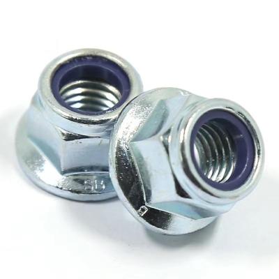 China ISO7043 Hex Flange Lock Nut Zinc Plated Steel Nylon Self Locking Flange Nut for sale
