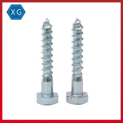 China DIN 571 Hex Head Stainless Steel Self Tapping Wood Screws Blue White for sale
