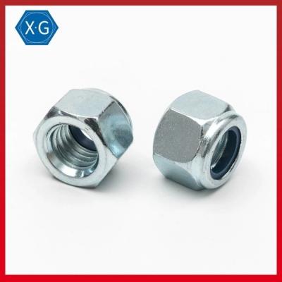 China Metric DIN982 Nylon Insert Flange Lock Nut Zinc Plated Grade 8 Hex Nylon Lock Nut for sale