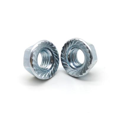 China Grade 8 Din 6923 Flange Nuts Zinc Plated Carbon Steel Serrated Hex Flange Lock Nuts for sale