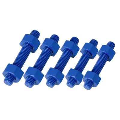 China Alloy Steel Teflon Blue Stud Threaded Rod Bolts with Nut and Washers PTFE for sale