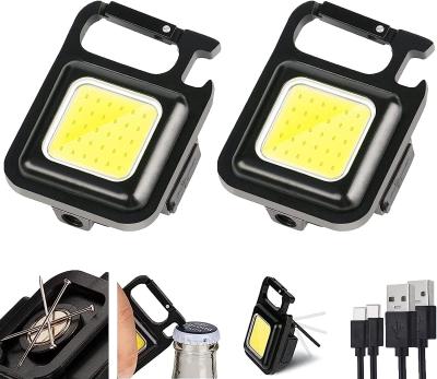 China Gift Mini COB Pocket Purse Magnetic Car Flashlights Powerful 500 High Lumens Bright Rechargeable Keychain Work Light for sale
