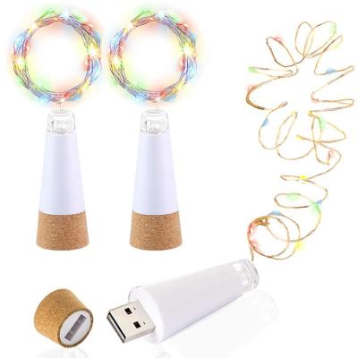 China 20 LEDs Cork Bottle Fairy Lights USB Rechargeable Copper Wire String Lights For Bedroom Room Home Wedding Party Decorati for sale