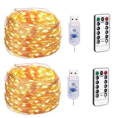 China USB LED String Light Remote Control 5M/10M 50/100LED Fairy String Light 20M Copper Wire for Wedding Christmas Holiday De for sale