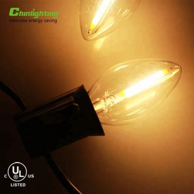 China Chinlighting Christmas tree decor 25 feet 25 bulbs warm white colorful LED C7 C9 filament outdoor String Light for sale