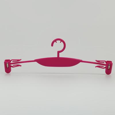 China Custom Printing Logo Plastic Lingerie Hangers Rose Red Undergarments Hanger for sale