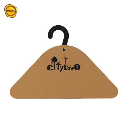 China Custom Logo Cardboard Clothes Hangers With Plastic Hook For Pet for sale