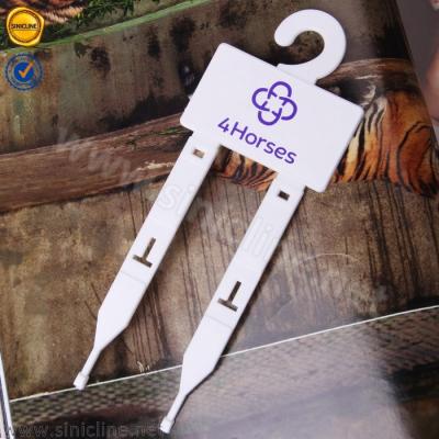 China 58mm*159mm White Belt Plastic Hanger With Two Hooks for sale