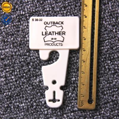 China 45mmx80mm White Plastic PP Belt Display Hooks With Black Printing for sale