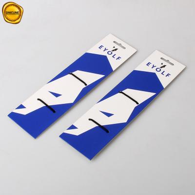 China Custom Printed Folding Blue Header Card Bag Topper For Neckerchief for sale