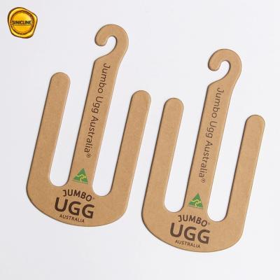 China 2mm Thickness Kraft Paper Cardboard Product Hangers High End For Brands Shoes Packaging for sale