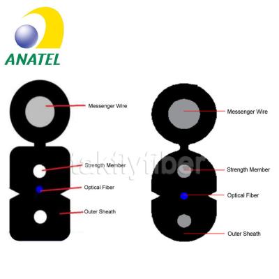 中国 ANATEL Approved 1C 2C 4C G657A Flat FTTH Drop Cable GJYXCH Steel Wire Flat Drop Fiber Cable 販売のため