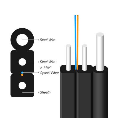 中国 2 Cores Outdoor Figure 8 Fiber Optic Drop Cable Self Supporting Bow Type For FTTH 販売のため