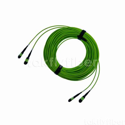 China 2 X 12f Mpo Mtp Patch Cord 3.0mm Om5 Lime Green For High Speed Data Center Networking for sale