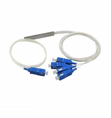 China 1x4 SC UPC 9/125 Um G657A1 0.9mm White Cable Mini PLC Splitter for sale