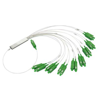 China 1x16 SC Green Connector Low Insertion Loss 0.9mm Mini Tube PLC Splitter for sale