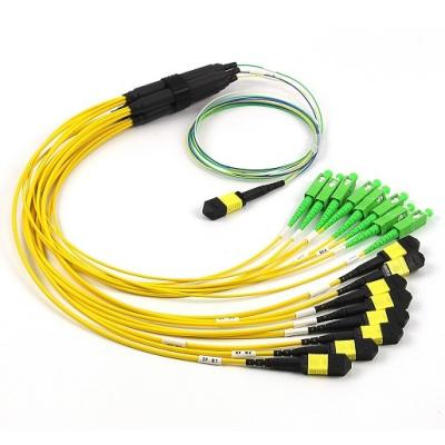 China SM G657A 4 Cores MPO MTP To 1x8 Splitter Fanout Cable for Data Center Cabling for sale