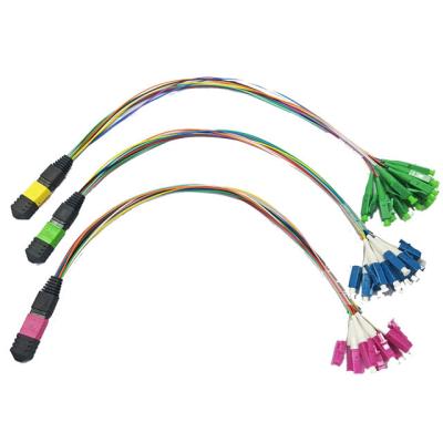 China Mini cable MPO MTP de 0.9m m al cable óptico del conector de las fibras del mtp 12 del LC SM en venta