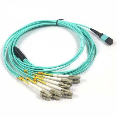 China MPO MTP Optic Fibre Fanout LC OM3 12 Core Mtp Fanout Cable 10 Meters for sale