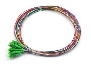 China LC/APC 12 Fibres OS2 SM Colour Coded 0.9mm G657A1 Fiber Optic Pigtail Network for sale