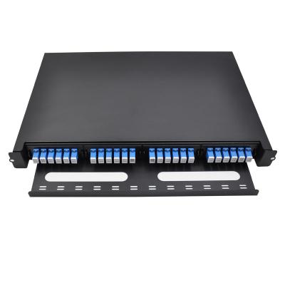 China SC 24 Ports 1U Rack Mount Slide Fiber Optic Patch Panel For Data Center Cabinet for sale