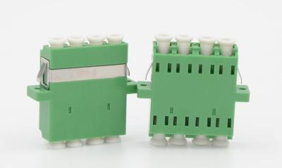 China LC APC Quad Fiber Optic Adapter SM Flangeless Green Color For Telecom Network for sale