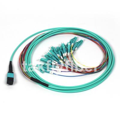 China 24F MTP MPO LC Breakout Cable OM3 OM4 LSZH PVC FTTH FTTB FTTX for sale