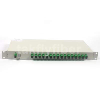 China Conector del SC APC del divisor del PLC de la fibra óptica 1x32 del soporte de estante de FTTH en venta