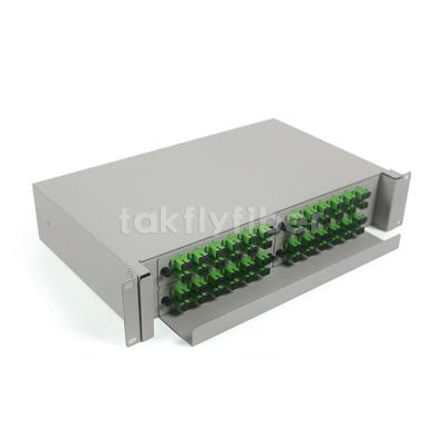 China 48 SC Simplex Port Rack Mount Sliding Fiber Optic Patch Panel 2U 19 Inch for sale