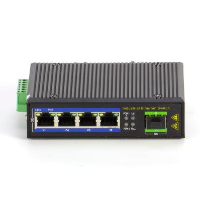 China IP40 4 Port 1000Mbps Industrial PoE Switch 30W With SFP Optical Port for sale