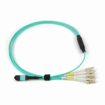 China QSFP Breakout 100G Fiber Optic MPO MTP Cable 8 Core OM4 50/125 for sale