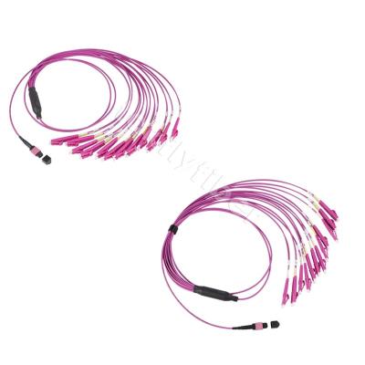 China 3.0mm OM4 LSZH MPO Breakout Cable  MPO To LC Fiber Patch Cable for sale