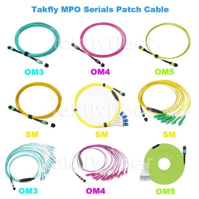 China 12/24 Cores Fiber Optic MTP MPO Cable SM G657A1 OM3 OM4 OM5 3.0mm for sale