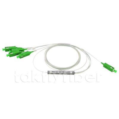 China SC APC 1x4 PLC Splitter Steel 900μM Loose Tube G657A For FTTX GPON Network for sale