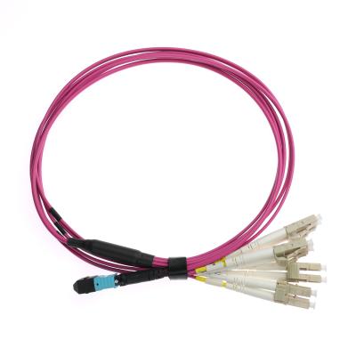 China OFNP Plenum Rated OM4 MPO-LC 8 Core MPO Patch Cord for sale