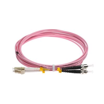 China LC-ST OM3 Multimode Fiber Optic Duplex Patch Cord Pink Color for sale
