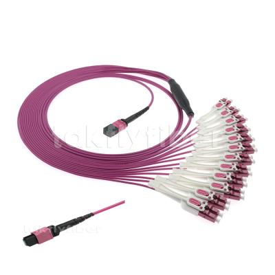 中国 24 Cores Fiber Optic Cable MPO Multimode OM4 Fiber Patch Cord 販売のため
