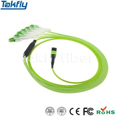 China 12 Core MPO/MTP Fiber Patch Cords Multimode LSZH OFNR OPNP OM5 MTP-LC Trunk Cable for sale