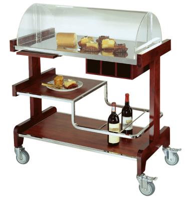 China Deluxe Pastry Cart Solid Wood Dessert Service Equipments 910*510*1120mm for sale