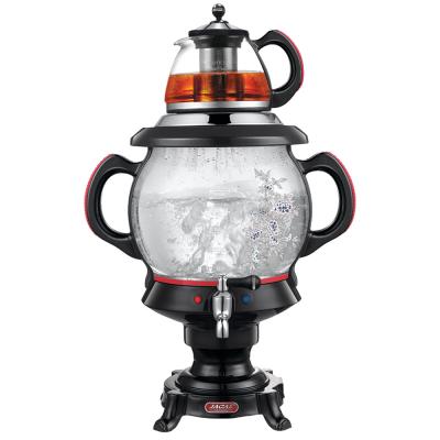 China Durable Room Service Equipments Tradition Glass Samovar W / 4.5 LTR Electric Water Kettle with 1 LTR Teapot for sale