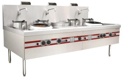 China Wok Range With Double Burners Chinese Cooking Stove 2400 x 1220 x (810+450) mm for sale