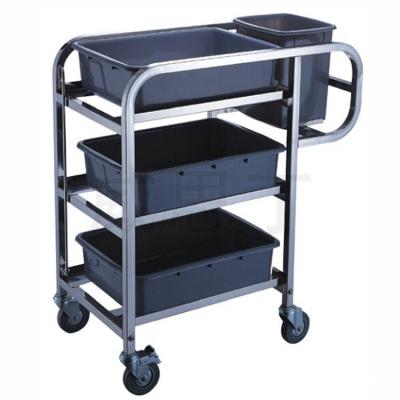 China 3 - Layer Stainless Steel Hand Trolley With Basins And Buckets for sale