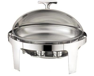 China Stainless Steel Oval Roll Top Chafing Dish W/ 6.8L Oval Food Pan W/ Fuel Holder Lid Fully Open at 180° for sale