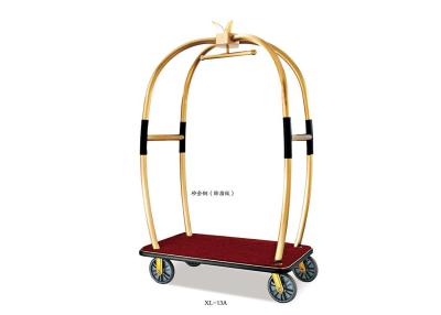 China Stainless Steel Chrome / Brass Finish Hotel Luggage Trolley / Rolling Baggage Cart for sale
