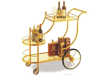 China Big Wheel Room Service Equipments Wine Serving Cart Mirror - Gold Finish Fire - Proof Laminated for sale